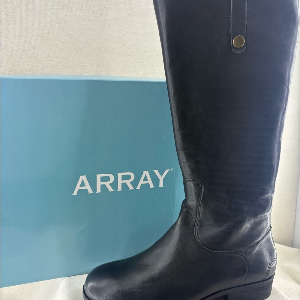 ARRAY Derby Black Tall Leather Riding Boots size 10D NIB
